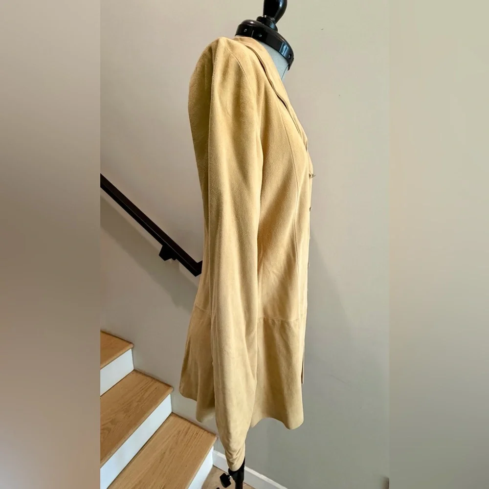 Krizia VTG Sheepskin Suede Button-Front Jacket, tan, IT40 but modern XS, EUC - Picture 5 of 15